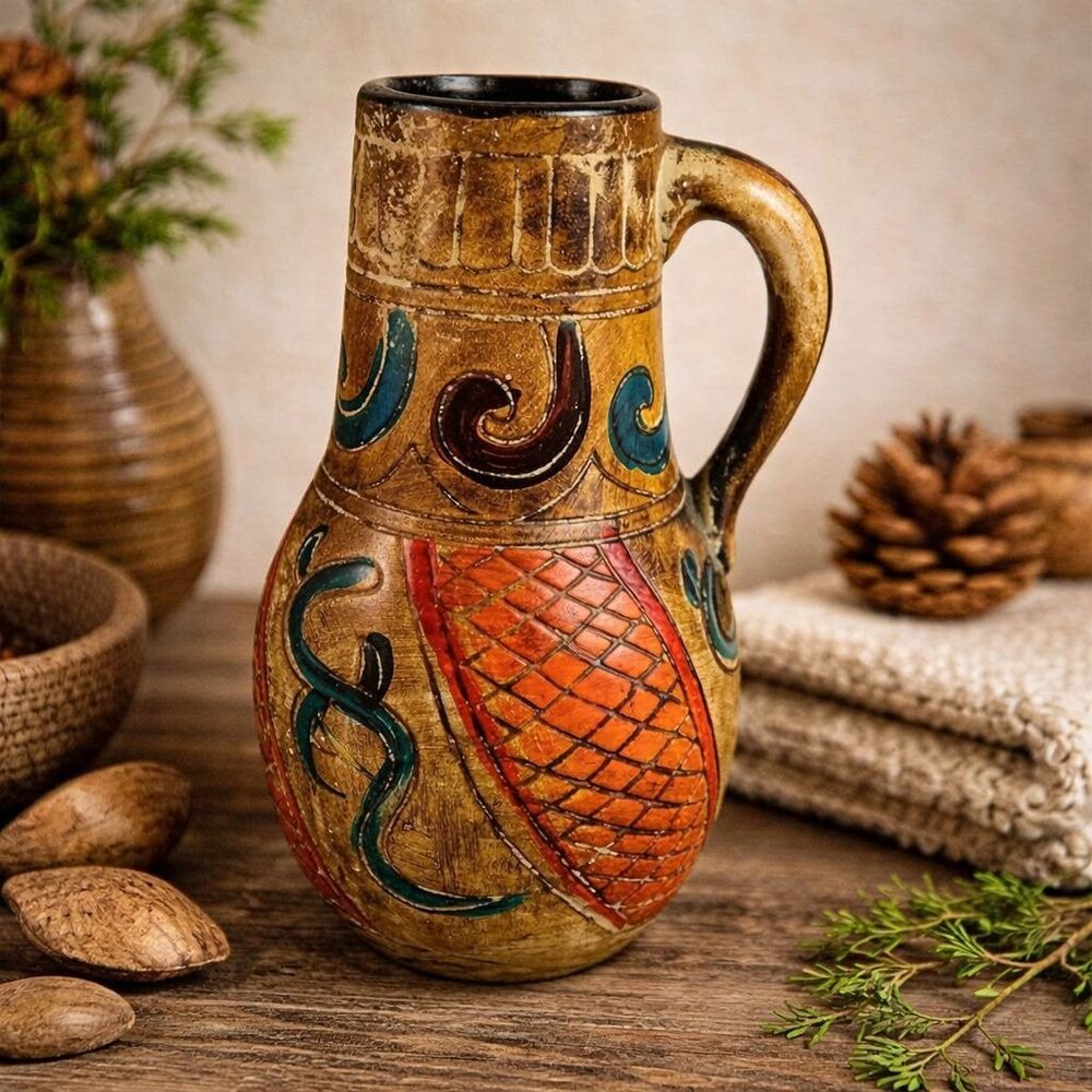 Earthy Modern Vase Folk Art Pottery VTG Eclectic Handcrafted Rustic Boho Decor